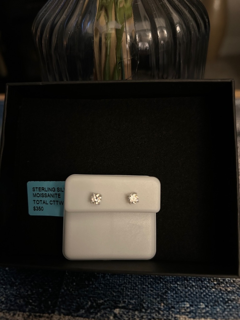 Sterling Silver Moissanite Screw Back Earrings, 0.44 CTW